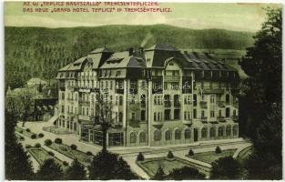 Trencsénteplic, Trencianske Teplice; Új Teplicz Nagyszálló / grand hotel (vágott / cut)