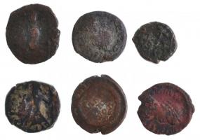 6db-os vegyes ókori kisbronz tétel, közte 1db hamis T:3
6pcs of various ancient small bronze coins,...