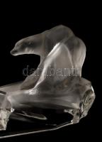 Art deco jegesmedvés üveg aprópénztartó, préselt, savmaratott, 13x23cm