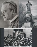 cca 1930 Prohászka Ottokár (1858-1927) püspök ábrázolása a korabeli sajtóban, 3 db reprodukció modern nagyításban, 10x15 cm