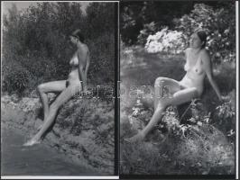 cca 1980 Titkos nudizós hely, 10 db korabeli negatívról készült modern nagyítás, 15x10 cm / 10 eroti...