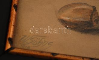 Söhng jelzéssel: Citromos csendélet 1918, pasztell, farost, üvegezett fa keretben, 15,5×23,5 cm