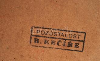 Bohumil Samuel Kečíř  (1904-1987): Fagylaltos csendélet. Olaj, karton, jelzett, keretben, 50×40 cm