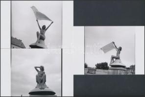 cca 1976 Házak felett a város közepén, finoman erotikus fényképek, 7 db korabeli negatívról készült ...