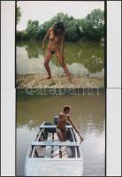 cca 1983 Csajos históriák, finoman erotikus fényképek, 4 db korabeli negatívról készült modern nagyí...