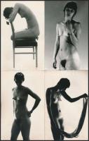 cca 1977 Magas, karcsú lány, finoman erotikus fényképek, 11 db vintage fotó jelzés nélkül, 14x9 cm / 11 erotic photos, 14x9 cm