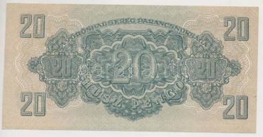 1944. 20P "A Vörös Hadsereg Parancsnoksága" elcsúszott nyomat, darabolócsíkkal T:I