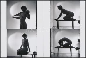 cca 1974 Alkalmi műterem a szobában, finoman erotikus fényképek, 8 db korabeli negatívról készült mo...