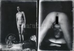 cca 1935 Egy vándorfényképész hagyatékában talált erotikus fotósorozat, 7 db üveglemez negatívról ké...