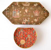 Kozma Lajos által tervezett csokoládés  papír dobozok, kis szakadásokkal, 2db,  12x5cm, 25x12x3cm