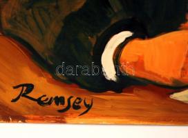 Remsey jelzéssel: Pipázó a bárban. Olaj, falemez, 64×48 cm