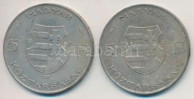 1947. 5Ft Ag "Kossuth" (2x) T:2-,3