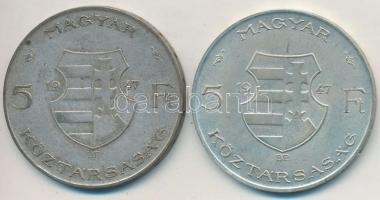 1947. 5Ft Ag "Kossuth" (2x) T:2-,3