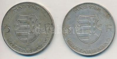 1947. 5Ft Ag "Kossuth" (2x) T:2-,3
