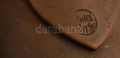 1895 Cári katonai főzőüst, réz, jelzett, 13x15cm