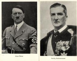 Unser Führer, Horthy Reichsverweser / Adolf Hitler, Horthy Miklós; folding card Reichsverweser von Horthy So. Stpl