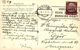 1939 Staatsbesuch des ungarischen Reichsverwesers Horthy; Adolf Hitler, Horthy Miklós, Generaladmira...