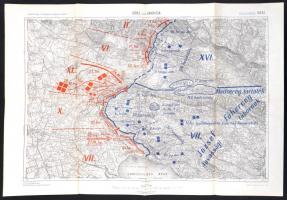 cca 1926 Harctéri helyzet a Doberdo Karszt-fennsíkon a második Isonzo csata kezdetén (1915. júl. 18.), 14. sz. térképmelléklet József főherceg &quot;A világháború,amilyennek én láttam&quot; 2. kötetéből, 44,5×58,5 cm