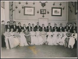 cca 1938 Budai Katholikus bál, 4db fotó az egyik jelzett Pobuda Alfréd, 2db feliratozott, különböző ...