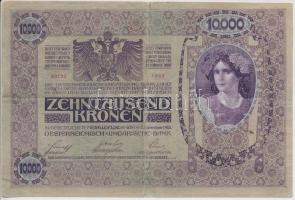 1918. 10.000K piros "Deutschösterreich" felülbélyegzéssel T:III restaurált