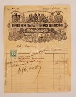 1898 Bp., Seifert Henrik és Fiai Cs. és Kir. Tekeasztal Gyár díszes fejléces számlája 1 kr okmánybélyeggel