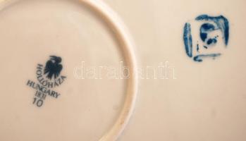 Hollóházi Szász Endre által tervezett mintával díszített porcelán tál, matricás, kis kopásnyommal, j...