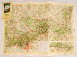 4 db retró turistatérkép: Mecsek, Mátra, Budai-hegység, Pilis, némelyik a hajtások mentén kis szakad...