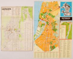 1964.1982 7 db retró magyar várostérkép: Eger, Esztergom, Gyöngyös, Kaposvár, Kecskemét, Szeged, Ves...