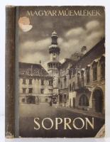 Csatkay Endre: Sopron. Magyar Műemlékek. Budapest, 1954, Képzőművészeti Alap Kiadóvállalata.  Viseltes félvászon kötésben, 46 p. + 135 kép. A könyv borítója viseltes. Volt könyvtári példány, bélyegzővel. Dohos.