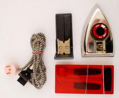 Kompakt orosz úti vasaló, saját dobozában, fogóján kis sérüléssel, nem kipróbált + retró bor- és sör...