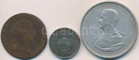 Vegyes: 1800S 3kr Cu + 1920. 10f Fe + 1943. 5P Al T:2-3