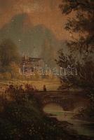 Martin jelzéssel: Kőhíd. Olaj, fa, jelzett, díszes aranyozott keretben, 26x10 cm