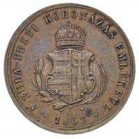 1867. "I. Ferenc József és Erzsébet budai koronázásának 25. évfordulójára" Br zseton. &quo...