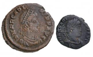 Római Birodalom / Heraclea / Arcadius 392-395. Maiorina Cu (5,44g) + Antiokheia / Arcadius 395-401. AE4 Cu (1,87g) T:2- ki. Roman Empire / Heraclea / Arcadius 392-395. Maiorina Cu D N ARCADI-VS P F AVG / GLORIA ROMANORVM - SMHB (5,44g) + Antioch / Arcadius 395-401. AE4 Cu D N ARCADI-VS P F AVG / VIRTVS [EXERCITI] - AN? (1,87g) C:VF cracked RIC IX 27b, X 70.