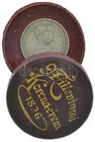 1896KB 1K Ag Millenium jó állapotban lévő eredeti bordó Milleniumi Koronaérem - 1896 díszdobozban (5.00g) T:1- patina / Hungary 1896KB 1 Korona Millenium in original wine-red case (5.00g) C:AU patina Adamo K5.2