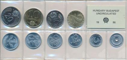 1986. 2f-20Ft 10db klf érmés forgalmi sor fóliatokban T:1 Adamo FO19