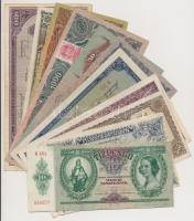 1932-1946. 11db-os pengő és adópengő tétel, két bankjegyen MNB bélyeggel T:III