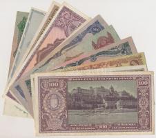 1932-1946. 11db-os  pengő és adópengő tétel, két bankjegyen "MNB" bélyeggel T:III