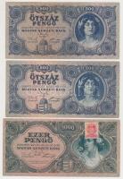 1930-1946. 10db-os  pengő tétel, két bankjegyen "MNB" bélyeggel T:II-,III