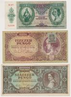 1936-1946. 10db-os pengő tétel 10P-100.000.000P közötti címletekkel, három bankjegyen "MNB&quot...