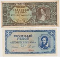 1936-1946. 10db-os pengő tétel 10P-100.000.000P közötti címletekkel, három bankjegyen "MNB&quot...