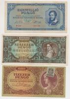 1936-1946. 10db-os pengő tétel 10P-100.000.000P közötti címletekkel, egy bankjegyen "MNB" ...