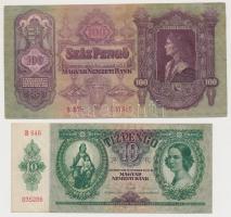 1936-1946. 10db-os pengő tétel 10P-100.000.000P közötti címletekkel, egy bankjegyen "MNB" ...