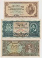 1932-1946. 10db-os pengő és adópentő tétel vegyes címletekkel, három bankjegyen MNB bélyeggel T:III