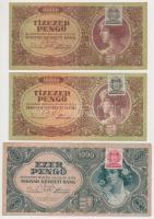 1932-1946. 10db-os pengő és adópentő tétel vegyes címletekkel, három bankjegyen "MNB" bély...