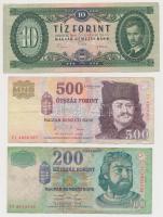 1969-2006. 10db-os forint bankjegy tétel, 10Ft-500Ft közötti címletekkel T:III