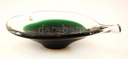 Dekoratív, színezett üveg asztali kínáló, jelzés nélkül, hibátlan, 24×17 cm