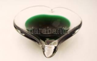 Dekoratív, színezett üveg asztali kínáló, jelzés nélkül, hibátlan, 24×17 cm