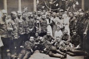 cca 1914 Katonai csoportkép 2 db fotólap