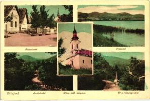 4 db főleg RÉGI használatlan magyar városképes lap; 3 db Diósjenő és egy modern Visegrád térkép / 4 mostly old unused Hungarian town-view postcards, 3 Diósjenő and one modern map
